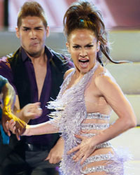 Jennifer Lopez performs a tribute to singer Celia Cruz at the 41st American Music Awards in Los Angeles, California