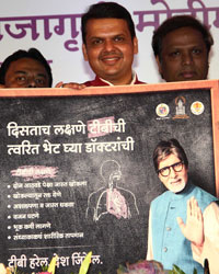 Uddhav Thackeray, Maharashtra Chief Minister Devendra Fadnavis and Amitabh Bachchan