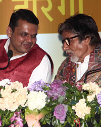 Maharashtra Chief Minister Devendra Fadnavis and Amitabh Bachchan