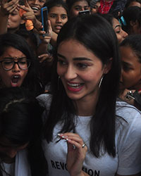 Ananya Panday at an interaction with students of Isabella Thoburn College in Lucknow for her initiative So Positive