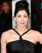 Sarah Silverman poses as she arrives for the British Academy of Film and Arts (BAFTA) awards ceremony at the Royal Opera House in London