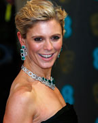 Emilia Fox poses as she arrives for the British Academy of Film and Arts (BAFTA) awards ceremony at the Royal Opera House in London