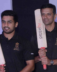 Rajasthan Royals players during the launch of initiative Bat for the Girl Child in Mumbai