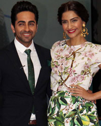 Ayushmann Khurrana and Sonam Kapoor at Press Conference of 'Bewakoofiyan' at Welingkar Collage