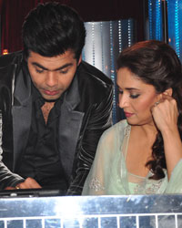 Remo D'Souza, Madhuri Dixit, and Karan Johar at Bhaag Milkha Bhaag Movie Promotion