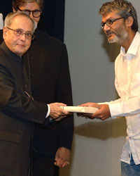 Pranab Mukherjee, Amitabh Bachchan and Bhushan Kumar