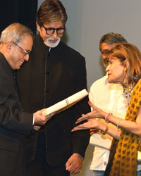 Pranab Mukherjee, Amitabh Bachchan and Bhushan Kumar