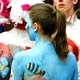 Models pose during a body art contest in the Black Sea port of Odessa.