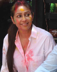 Sunita and Madhur Bhandarkar at Shabana Azmi and Javed Akhtar's Holi bash