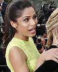 Freida Pinto and Jane Fonda arrive on the red carpet for the screeing of the film 'De rouille et d'os', in competition at the 65th Cannes Film Festival