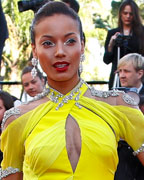 Model Selita Ebanks poses on the red carpet as she arrives for the screening of the film 'Blood Ties' during the 66th Cannes Film Festival in Cannes