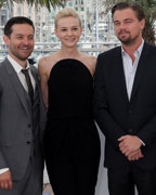 Tobey Maguire, Carey Mulligan, Leonardo DiCaprio, director Baz Luhrmann, cast members Joel Edgerton and Amitabh Bachchan pose during a photocall for the film 'The Great Gatsby' before the opening of the 66th Cannes Film Festival