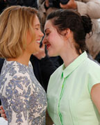 Director Rebecca Zlotowski and cast member Lea Seydoux pose during a photocall for the film 'Grand Central' at the 66th Cannes Film Festival