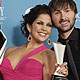 Charles Kelley, Hillary Scott,and Dave Haywood of the band Lady Antebellum pose at the 45th annual Academy of Country Music Awards in Las Vegas