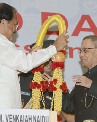 The President of Indian Shri Pranab Mukherjee during 160th Annual DayVenkaiah Naidu and Pranab Mukherjee