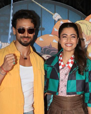 Tiger Shroff and Rashmika Mandanna at the special fan screening of Demon Slayer: Kimetsu no Yaiba - Infinity Castle