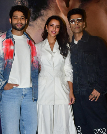 Siddhant Chaturvedi, Triptii Dimri and Karan Johar