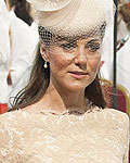 Catherine, Duchess of Cambridge arrives for lunch at Westminster Hall on the final day of Queen Elizabeth's Diamond Jubilee celebrations in London