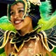 A member of the Kamarr carnival group performs during the annual El Carnaval del Pais in Gualeguaychu