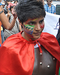 Anushka Manchanda along with members of Queer Azaadi (Freedom)