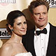 British actor Firth from the film A Single Man and his wife Giuggioli arrive at The Weinstein Company Golden Globes after party in Beverly Hills