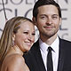 Tobey Maguire arrives with his wife Jennifer at the 67th annual Golden Globe Awards in Beverly Hills