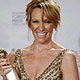 Actress Toni Colette poses with her award at the 67th annual Golden Globe Awards in Beverly Hills