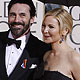 Actor Jon Hamm and actress Jennifer Westfeldt arrive at the 67th annual Golden Globe Awards in Beverly Hills