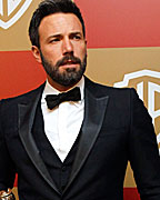 Ben Affleck holds his Golden Globe award for Best Director for Argo at the InStyle/Warner Bros. after party in Beverly Hills