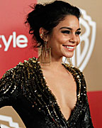 Vanessa Hudgens poses at the InStyle/Warner Bros. after party following the 70th annual Golden Globe Awards in Beverly Hills