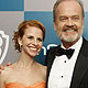 Kelsey Grammer holds his award for best performance by an actor in a drama television series for 'Boss', as he poses with his wife Kayte Walsh