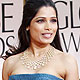 Freida Pinto poses on the red carpet at the 69th annual Golden Globe Awards