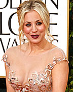 Actress Kaley Cuoco of the TV comedy 'The Big Bang Theory' at the 70th annual Golden Globe Awards in Beverly Hills