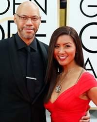 John Ridley and his wife Gayle arrive at the 71st annual Golden Globe Awards in Beverly Hills, California