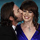 Spanish actor Antonio de la Torre kisses actress Letizia Herreros upon their arrival at the Spanish Film Academy`s Goya awards ceremony in Madrid