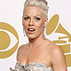 Pink poses backstage after performing at the 52nd annual Grammy Awards