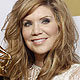 Singer Alison Krauss holds her award for Best Bluegrass Album at the Grammys in Los Angeles