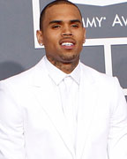 Singer Chris Brown arrives at the 55th annual Grammy Awards in Los Angeles, California