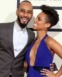 Musician Alicia Keys and husband, Swizz Beatz, arrive at the 56th annual Grammy Awards in Los Angeles, California