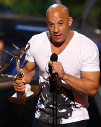 Actor Vin Diesel accepts the Troops Choice award at the seventh annual Spike TV's 'Guys Choice' awards in Culver City, California