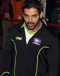 John Abraham with bikers at Hero hockey India League at National Stadium New Delhi