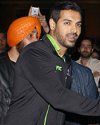 John Abraham with bikers at Hero hockey India League at National Stadium New Delhi