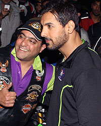 John Abraham with bikers at Hero hockey India League at National Stadium New Delhi