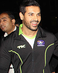 John Abraham with bikers at Hero hockey India League at National Stadium New Delhi