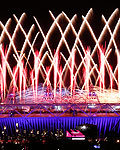 Fireworks explode over the Olympic Stadium during the opening ceremony of the 2012 London Olympic Games in London