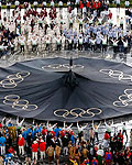 Athletes take their places in the Olympic Stadium during the athletes parade at the opening ceremony of the London 2012 Olympic Games