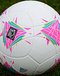 Olympic soccer ball is seen before Mexico's training session ahead of the London 2012 Olympic Games at Cochrane Park in Newcastle