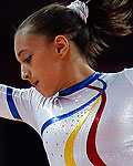 Larisa Andreea Iordache of Romania competes in the balance beam during the women's gymnastics qualification in London