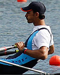 India's Sawarn Singh rows in the men's single sculls repechage at Eton Dorney during the London 2012 Olympic Games