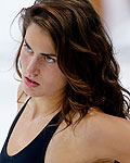 Hungary's Zsuzsanna Jakabos warms up before her women's 200m butterfly semi-final during the London 2012 Olympic Games